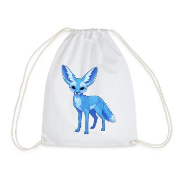 Blue Geometry Fox - Drawstring Bag - white - Front