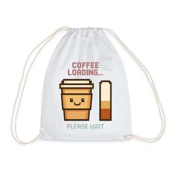 Coffee Loading Pixel Art - Morning Start with Charm - Drawstring Bag - white - Front