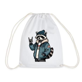 Raton laveur cool - Sac de sport léger - blanc - Devant