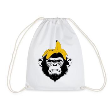 Affe mit Bananenhut – Top Banana Affen Motiv - Turnbeutel - Weiß - Vorne