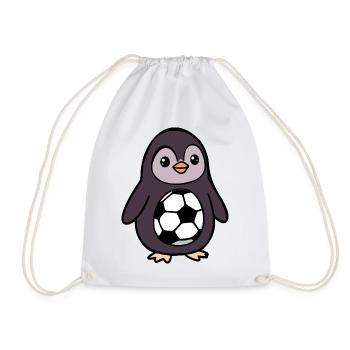 Pinguine Kinder Fußball - Turnbeutel - Weiß - Vorne