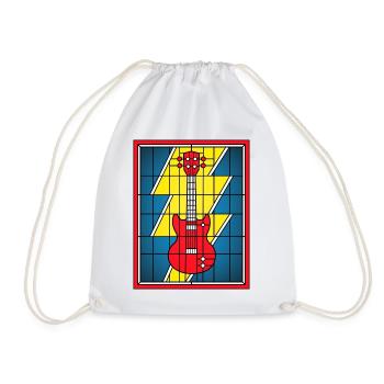 Stained Glass Electric Guitar - Drawstring Bag - white - Front