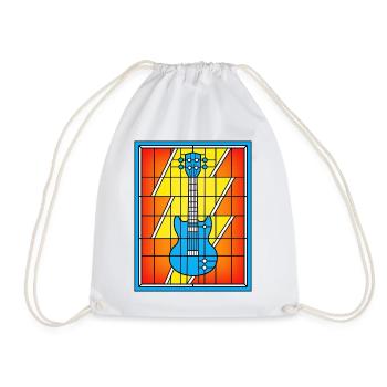 Buntglas-Blaue Gitarre - Turnbeutel - Weiß - Vorne