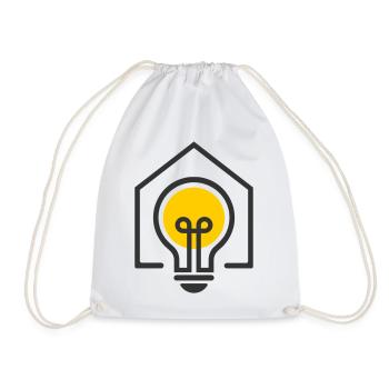 Electrician House Light Bulb Motif - Drawstring Bag - white - Front