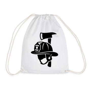 Frontal Firefighter Helmet Logo - Drawstring Bag - white - Front
