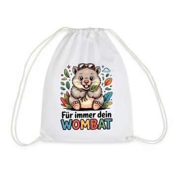 Wombat mit Blättern - Turnbeutel - Weiß - Vorne