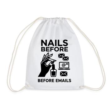 nails before mails - Drawstring Bag - white - Front