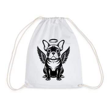 Französische Bulldoggen-Engelsflügel - Turnbeutel - Weiß - Vorne