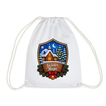 Winterzauberwald Chalet Schild - Turnbeutel - Weiß - Vorne