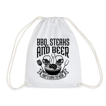  BBQ steaks & beer Bier BBQ Barbecue grillen - Turnbeutel - Weiß - Vorne