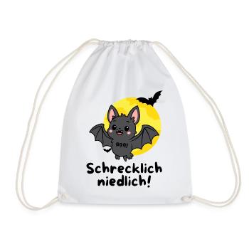 Schrecklich Niedlich – Süße Halloween Fledermaus - Turnbeutel - Weiß - Vorne