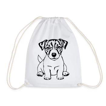 Schwarzer Jack Russel Terrier Hund Hundeshirt  - Turnbeutel - Weiß - Vorne