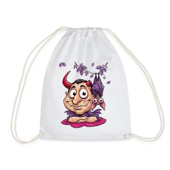 Lustiger Teufel mit Fledermaus - Turnbeutel - Weiß - Vorne
