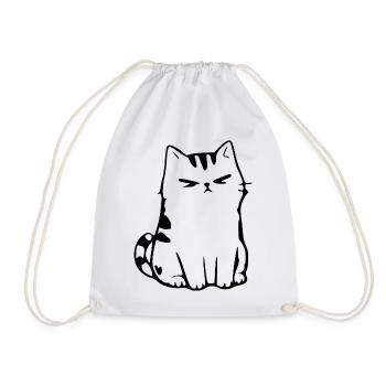 Lustige Katze Minimalistisches Katzen Geschenk  - Turnbeutel - Weiß - Vorne