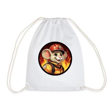 Feuerwehrmann Maus - Turnbeutel - Weiß - Vorne