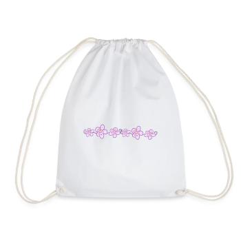 flowers purple line line planting - Drawstring Bag - white - Front