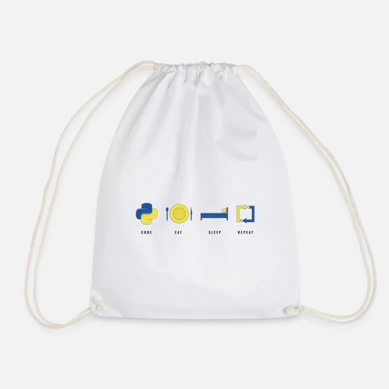CODER PYTHON LIFE - Drawstring Bag - white