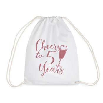 5th Wedding Anniversary Men Women Married Couple - Drawstring Bag - white - Front