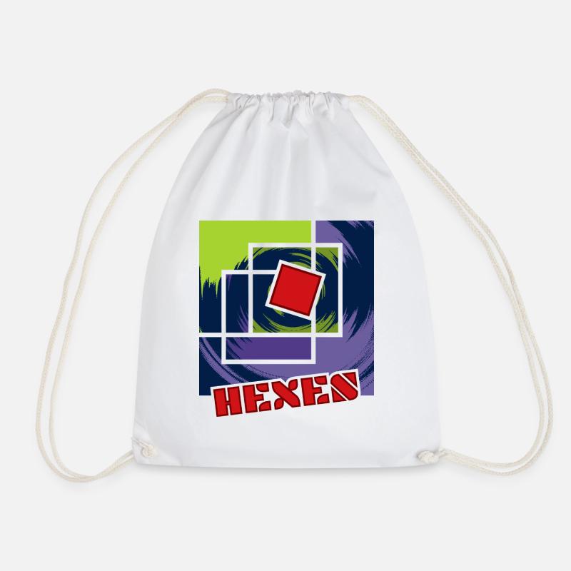 Abstract Rebel Squares - Drawstring Bag - white