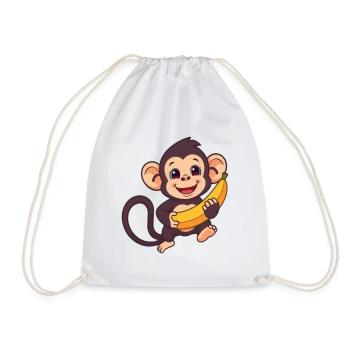 Niedlicher lustiger Affe mit Banane Geschenk - Turnbeutel - Weiß - Vorne