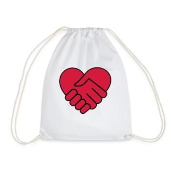 Hand in hand heart red - Drawstring Bag - white - Front
