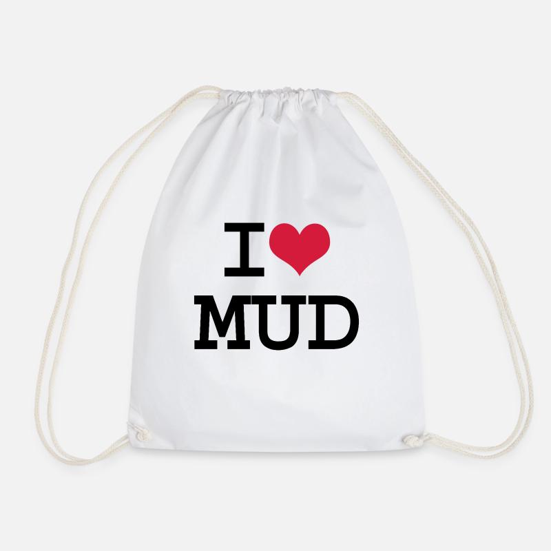 I Heart Mud - Drawstring Bag - white