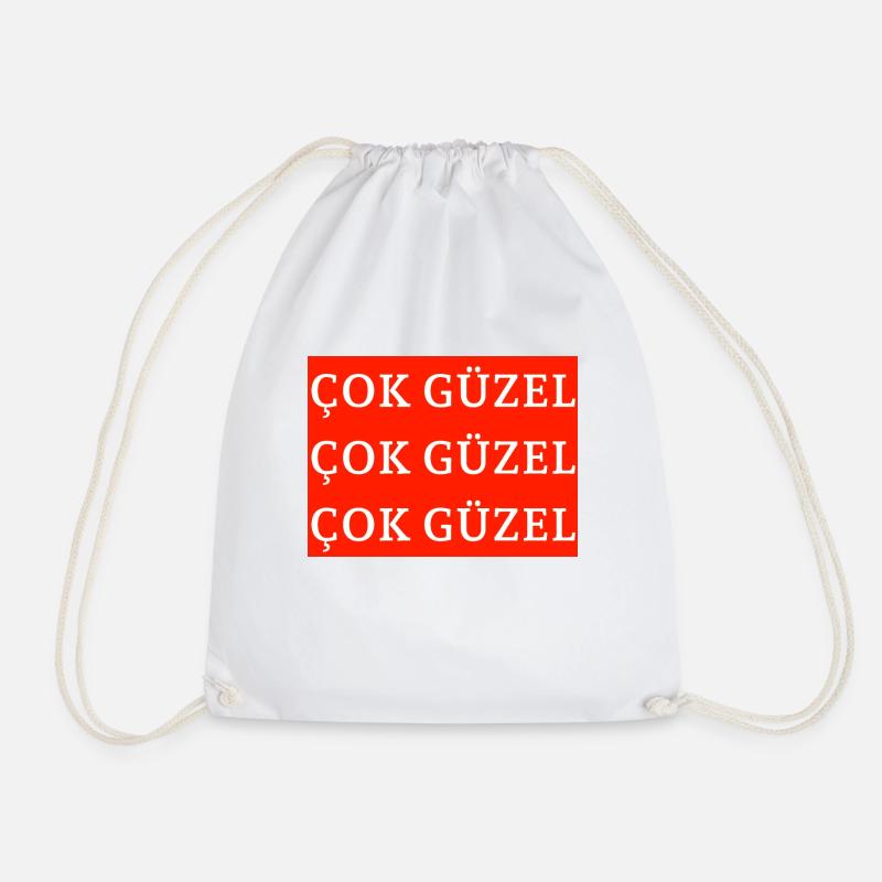 çok güzel Turkish - Drawstring Bag - white