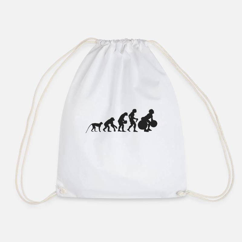 Evolution of weight lifting - Drawstring Bag - white