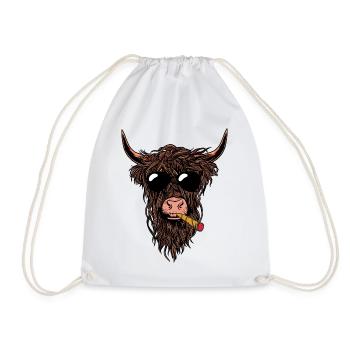 Smoking Joint Cow - Drawstring Bag - white - Front