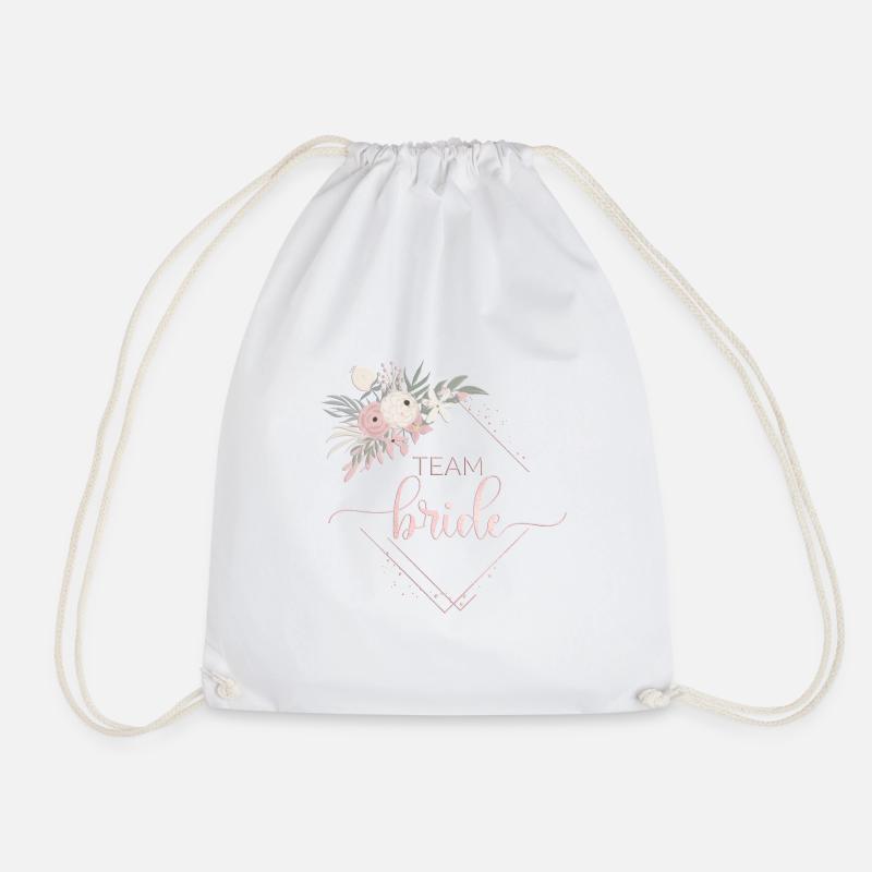 Floral Team Bride personalisierbar - Turnbeutel - Weiß