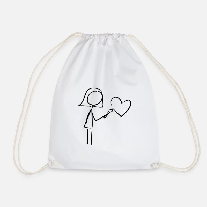 Artist drawing - Drawstring Bag - white