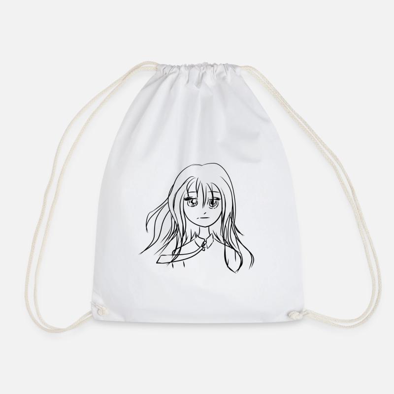 manga student - Drawstring Bag - white