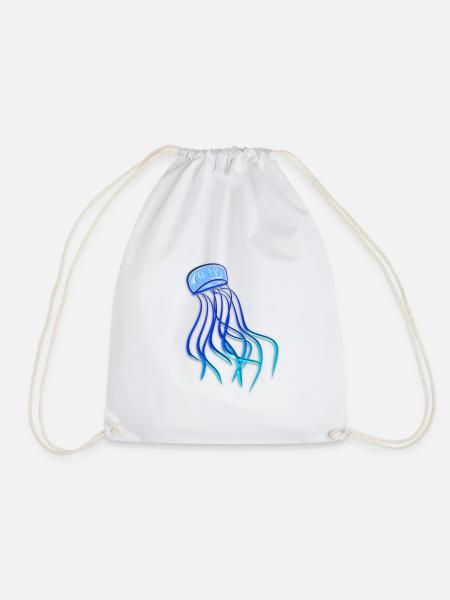 qualle tier meerestier biologie symbol blau - Turnbeutel - Weiß