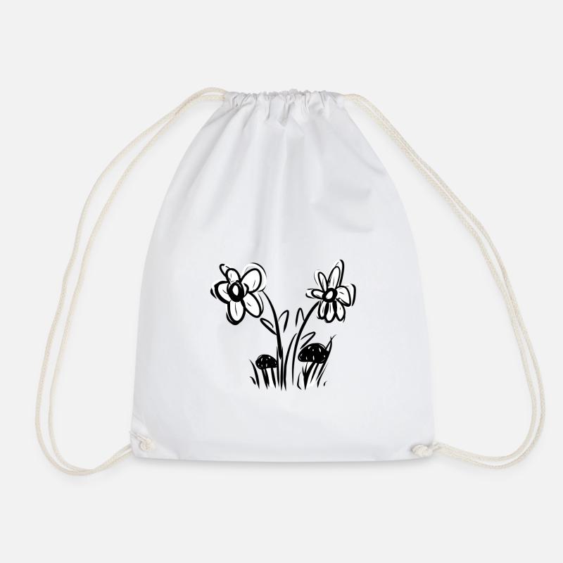 blumen symbol blume muster rosa grass pilze - Turnbeutel - Weiß