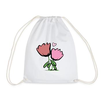 Deux fleurs plantes roses symbole feuilles - Sac de sport léger - blanc - Devant