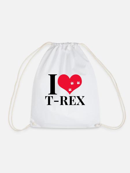 I love T Rex - Drawstring Bag - white