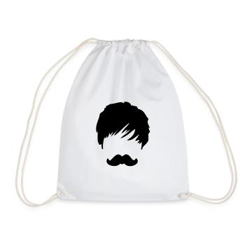 A black mustache on the face - Drawstring Bag - white - Front