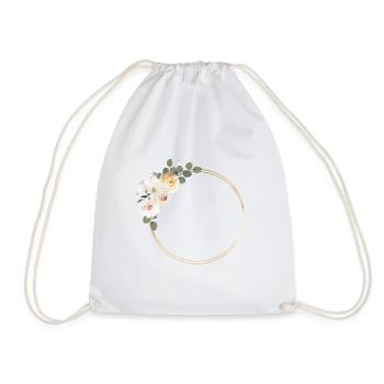 Spring Floral Circle customizable - Drawstring Bag - white - Front