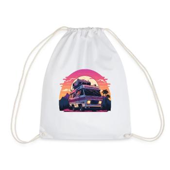 Synthwave Camper coucher de soleil - Sac de sport léger - blanc - Devant