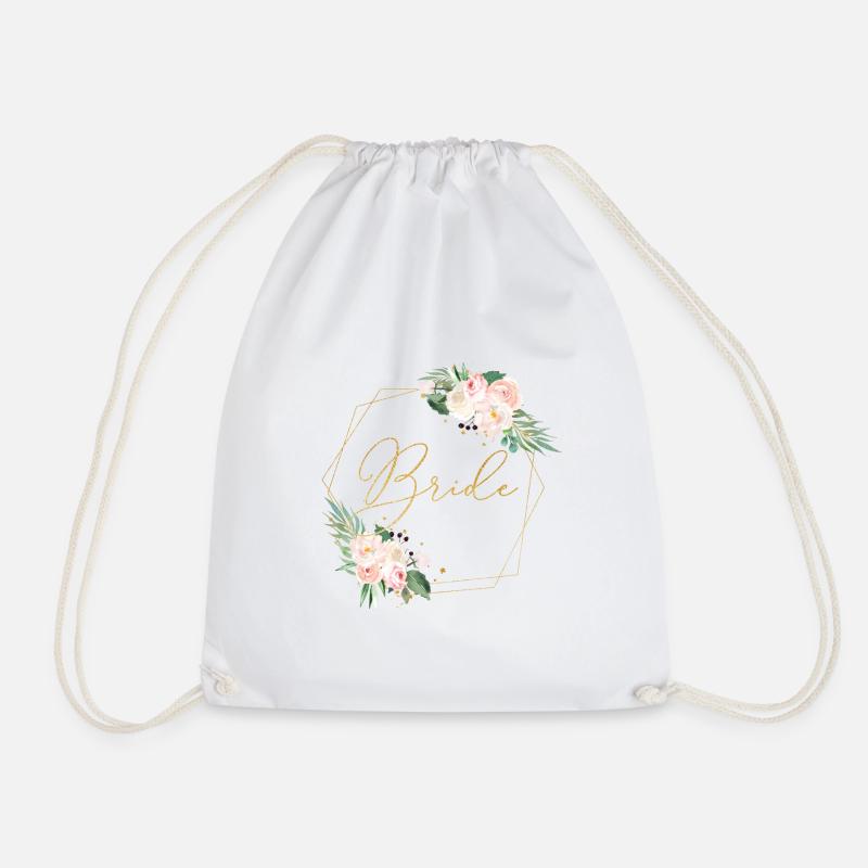 Geometrik Floral Team Bride personalisierbar - Turnbeutel - Weiß