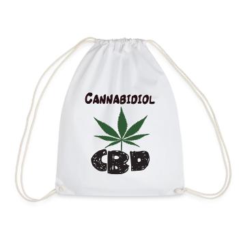 Cannabidiol CBD mit Hanfblatt - CBD T-Shirt - Turnbeutel - Weiß - Vorne