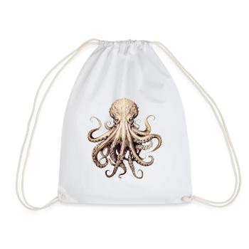 Octopus - stylish, modern, abstract - Kraken - Drawstring Bag - white - Front
