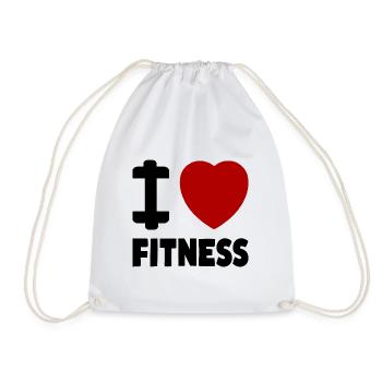 I love Fitness Sport Dumbbell Weight Sports Athletes - Drawstring Bag - white - Front
