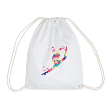 Gymnast With Floor Rhythmic Gymnastics - Drawstring Bag - white - Front