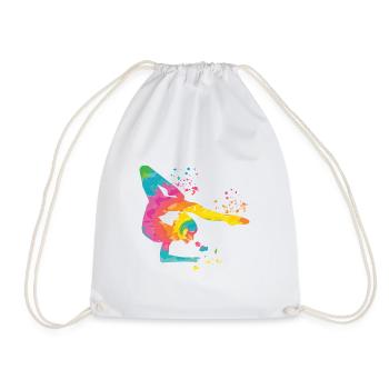Gymnast With Floor Rhythmic Gymnastics - Drawstring Bag - white - Front