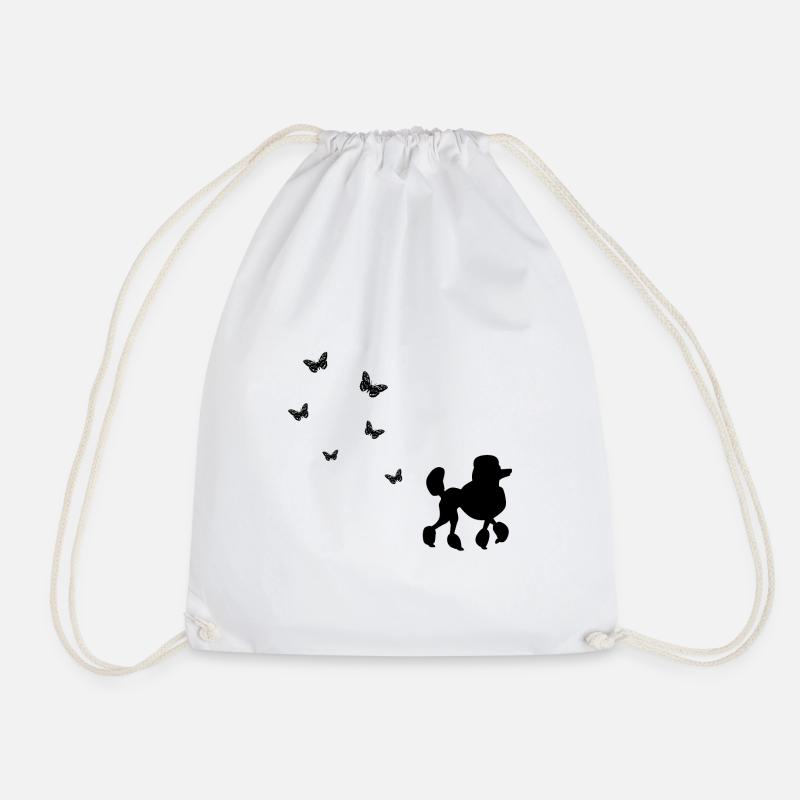 Shadow image dog poodle - Drawstring Bag - white