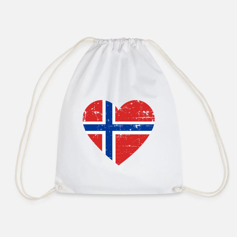 Norwegen Herz Flagge - Turnbeutel - Weiß