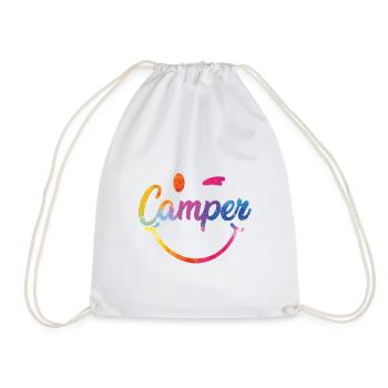 Bunter Camper Smiley Logo - Turnbeutel - Weiß - Vorne