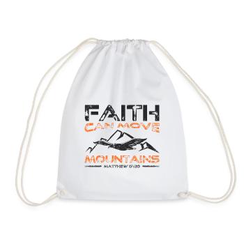 Faith can move Mountains, Christian gift. - Drawstring Bag - white - Front