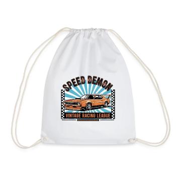 Vintage racing car Speed Demon design - Drawstring Bag - white - Front